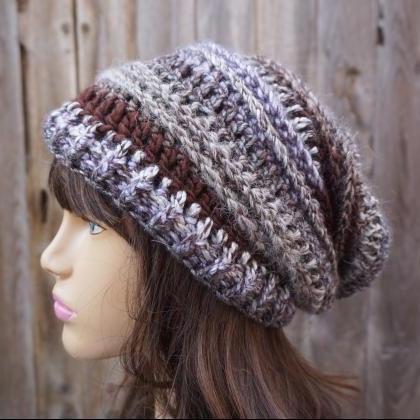 Crochet Hat - Slouchy Hat -multicolored - Winter..